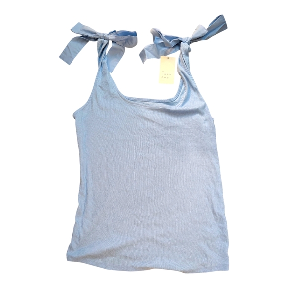 A New Day Light Blue Ribbed Tank Top with Bow Detail Size XXL New - Picture 2 of 4